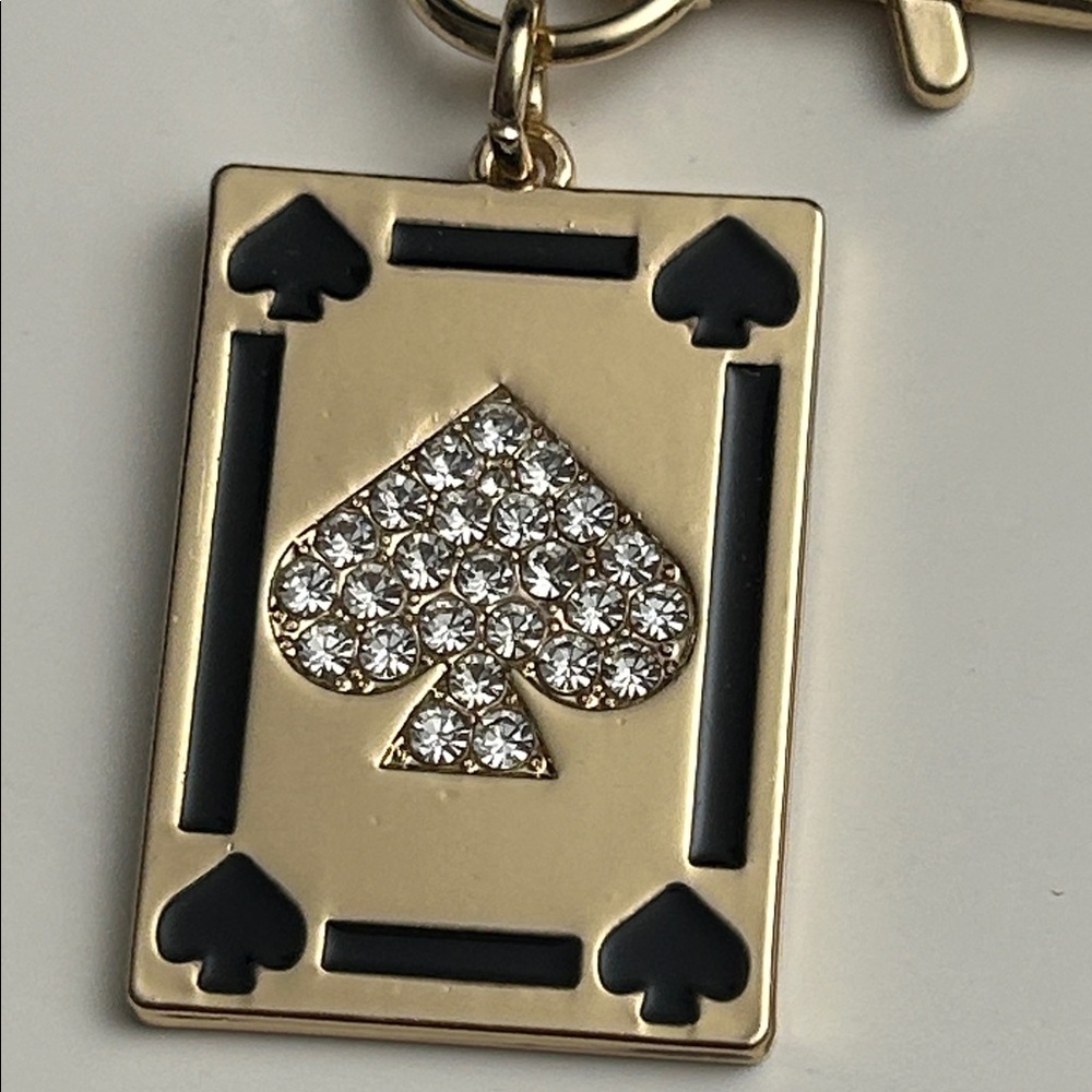 Kate Spade x Target Gold and Black playing card Spade Bag Charm New - Picture 3 of 4
